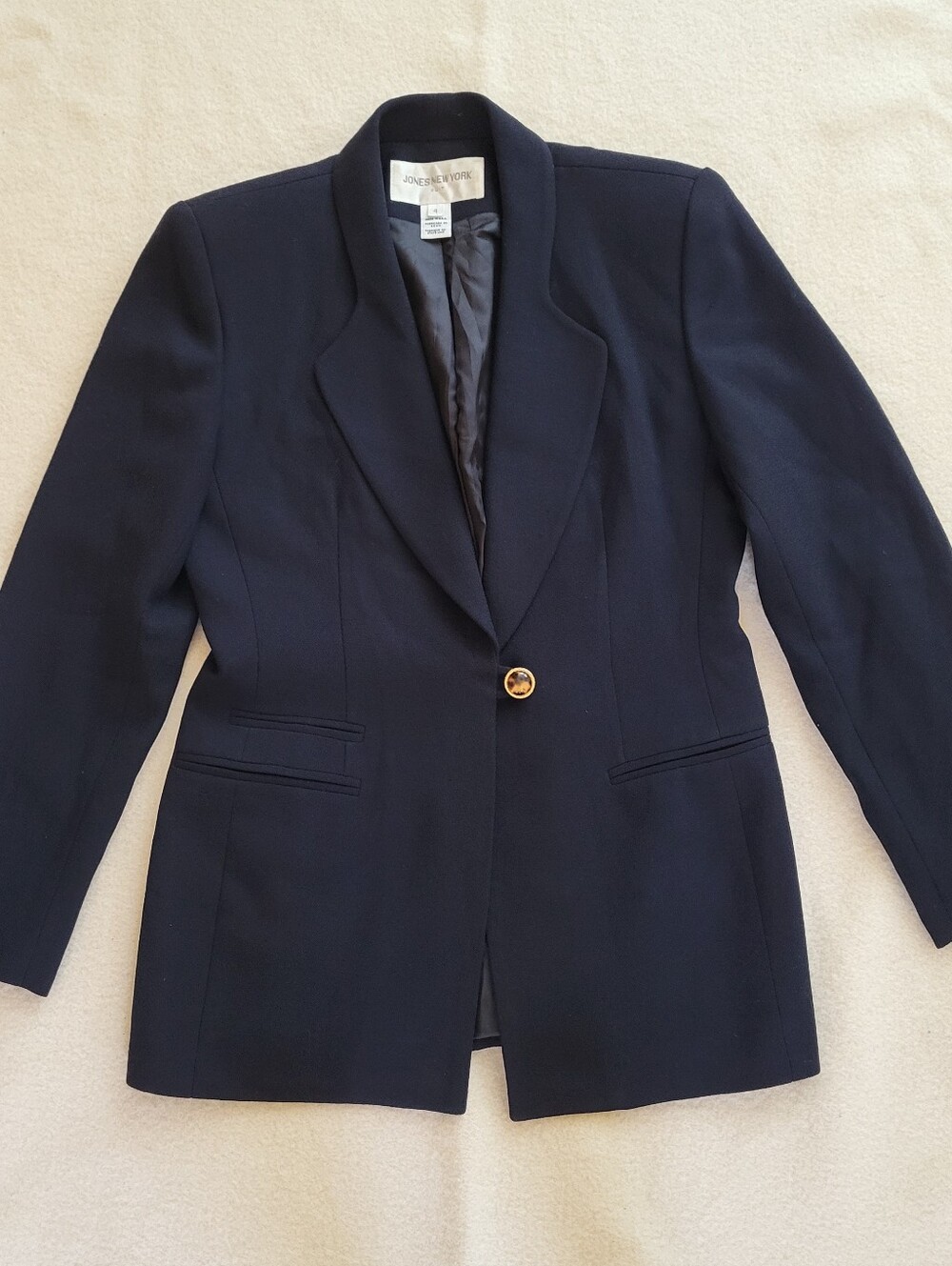 Vintage Jones NY Wool Blazer Women's Size 4 Navy Blue USA